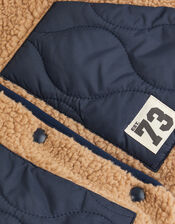 Reversible Faux Shearling Bomber Jacket, Blue (NAVY), large