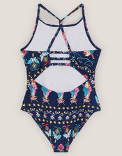 Ice Cream Print Swimsuit, Blue (NAVY), large