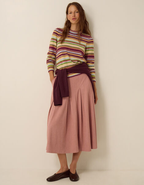 Shiloh Stretch Corduroy Midi Skirt, Pink (PINK), large