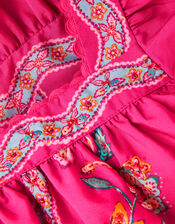 Ariella Sequin Print Scallop Trim Dress, Pink (PINK), large