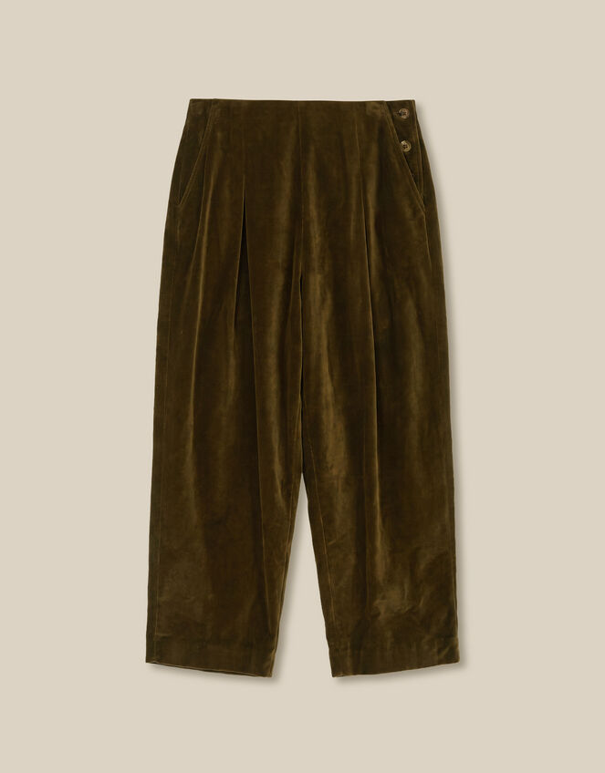 East Noa Straight Leg Velvet Trousers, Green (OLIVE), large