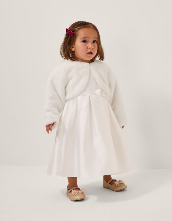 Baby Marie Faux Fur Cardigan, Ivory (IVORY), large