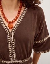 Taryn Floral Trim Jersey Jumpsuit, Brown (BROWN), large