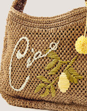 Ada Embroidered Woven Shoulder Bag, , large