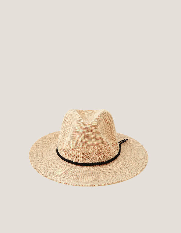 Nene Woven Fedora Sun Hat, Natural (NATURAL), large