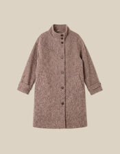Belle Funnel Neck Boucl&eacute; Coat, Mink (MINK), large