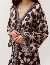 Ellison V-Neck Floral Print Midi Dress, Blue (NAVY), large