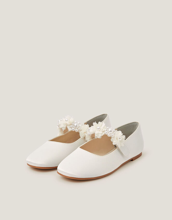 Pearl Flower Ballet Flats, Ivory (IVORY), large