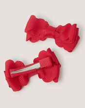 2-Pack School Scallop Bow Hair Clips, Red (RED), large