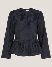 Jayda Floral Jacquard Jacket, Blue (NAVY), large