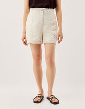 Irina Lace Trim Shorts, White (WHITE), large
