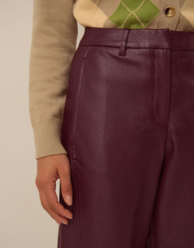 Tara Faux Leather Barrel Trousers, Red (BURGUNDY), large