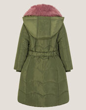 Belted Scallop Puffer Coat, Green (GREEN), large