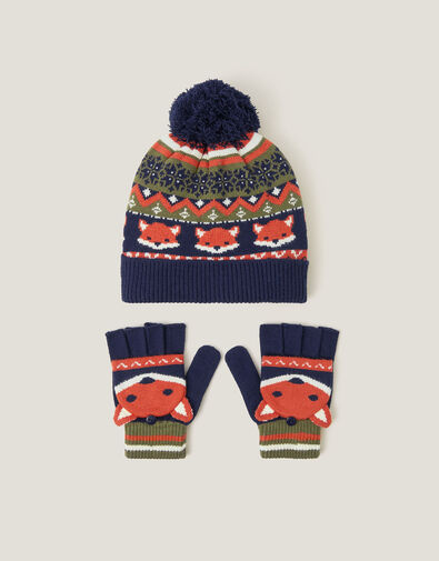 Fox Bobble Hat & Gloves Set, Multi (MULTI), large