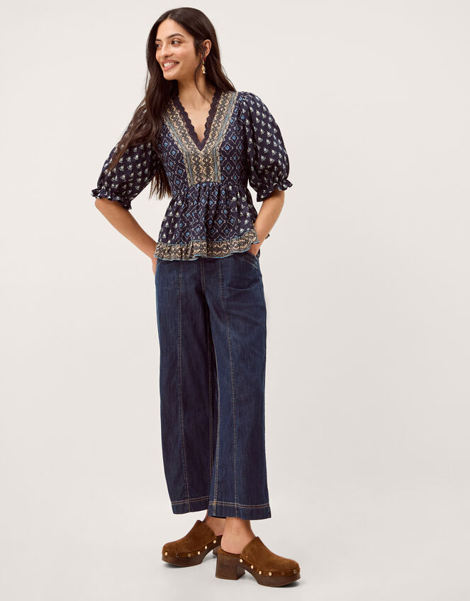 Harper Regular Wide Leg Jeans, Blue (INDIGO), large