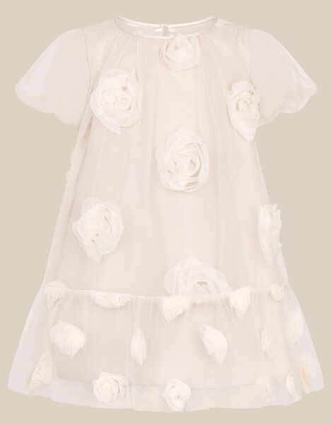 Baby Lily Rose Appliqu&eacute; Party Dress, White (WARM IVORY), large