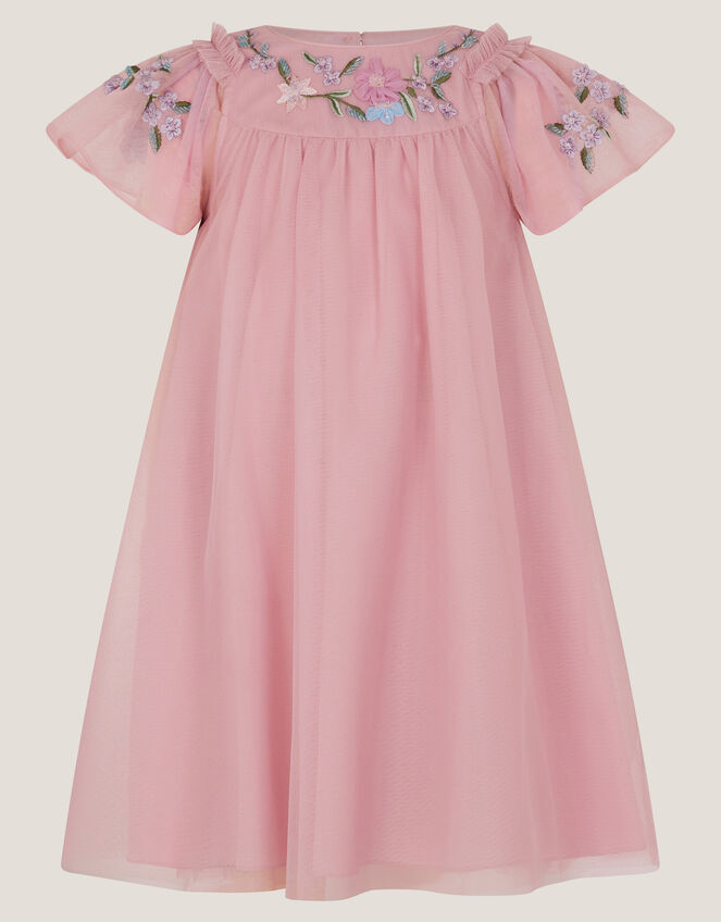 Evita Floral Embroidered Swing Dress, DARK PINK, large