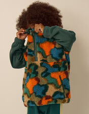 Camo Print Half-Zip Fleece Jumper, Blue (NAVY), large