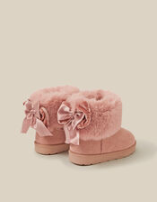 Toddler Fluffy Bow Ankle Boots, Pink (PINK), large