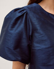 Mila Puff Sleeve Bow Jacket, Blue (NAVY), large