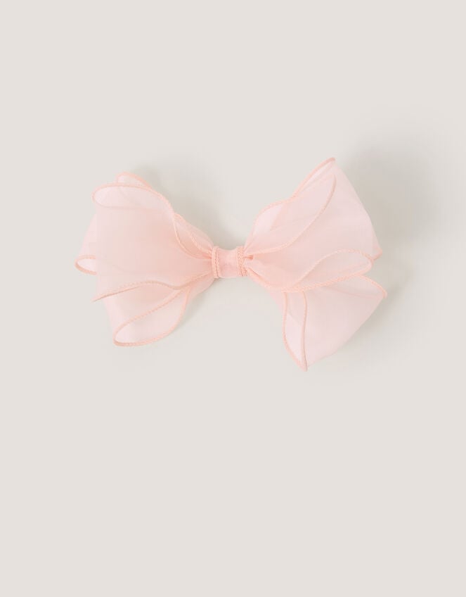 Large Organza Bow Hair Clip, Pink (PINK), large