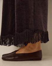 Tami Tassel Velvet Trousers, Brown (CHOCOLATE), large