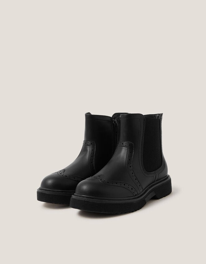 Brogue Chelsea Boots, Black (BLACK), large