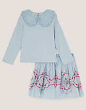 Mon Cheri Top & Mesh Disco Skirt Set, Blue (BLUE), large