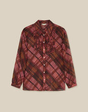 Melinda Ruffle Check Shirt, Pink (PINK), large