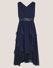 Clemmie Sequin Chiffon Prom Dress, Blue (NAVY), large