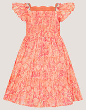 Embroidered Shell Print Dress, Pink (PINK), large