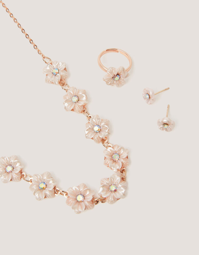 Pearly Flower Jewellery Set, , large