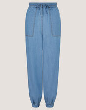 Daria Chambray Balloon Trousers, Blue (DENIM BLUE), large