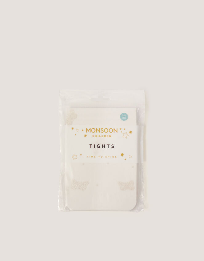 20 Denier Polka Dot Butterfly Tights, White (WHITE), large