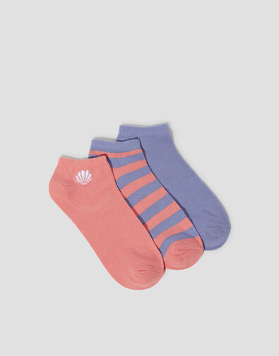 3-Pack Shell Stripe Trainer Socks, , large