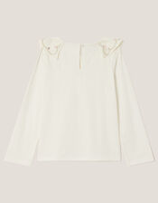 Bow Collar Rhinestone Top, Ivory (IVORY), large