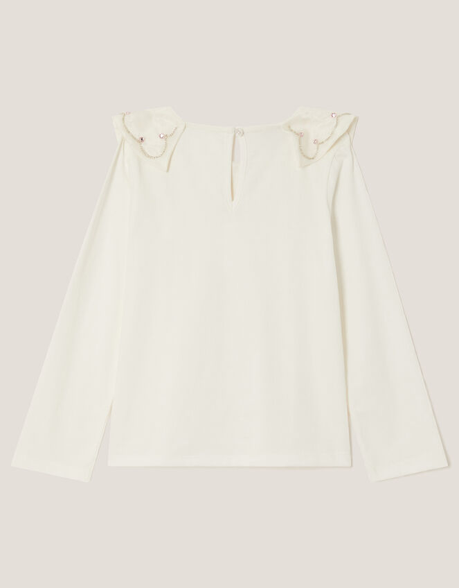 Bow Collar Rhinestone Top, Ivory (IVORY), large