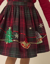 Baby Christmas Top & Tartan Pinafore Dress Set, Red (BURGUNDY), large