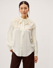 Cora Lace Collar Blouse, Ivory (IVORY), large