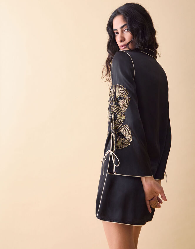 Clemence Alise Floral Embellished Mini Dress, Black (BLACK), large