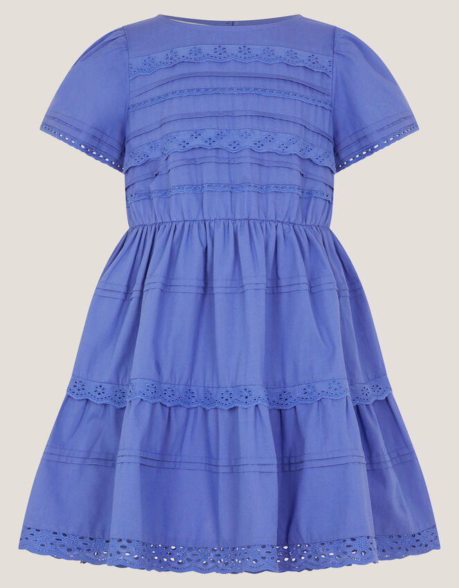 Broderie Tiered Dress, Blue (BLUE), large
