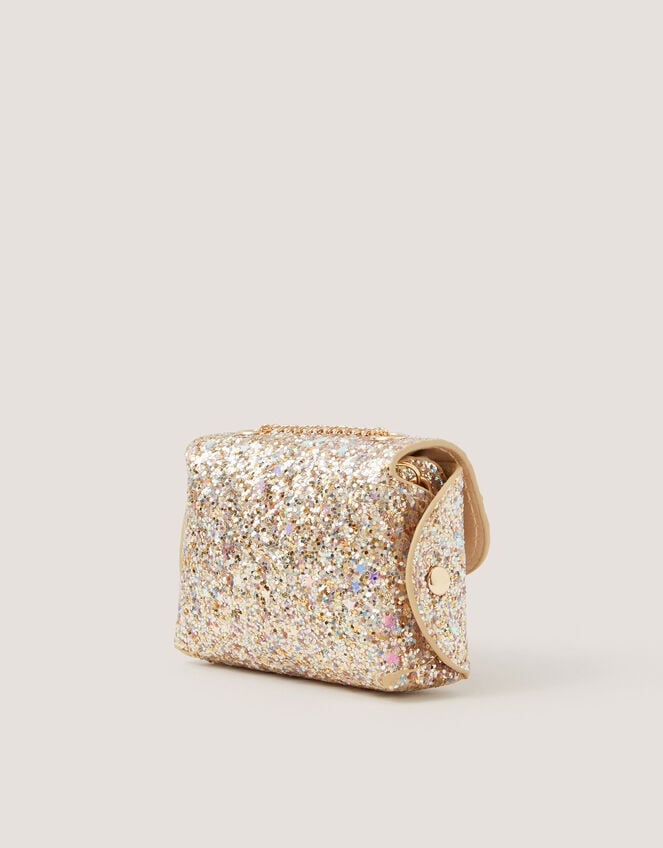 Glitter Bow Bag & Hair Clips Set, Gold (GOLD), large