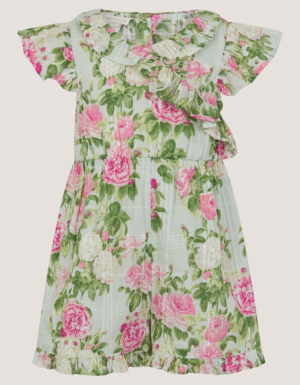 Baby Floral Frill Romper , Green (GREEN), large