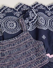 Broderie Smocked Jersey Dress, Blue (NAVY), large