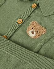 Newborn Benny Bear Cable Knit Set, Green (GREEN), large