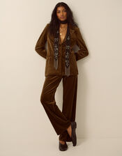 Vicky Velvet Blazer, Green (KHAKI), large
