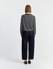 Chinti & Parker Heart Stripe Cardigan, Blue (NAVY), large