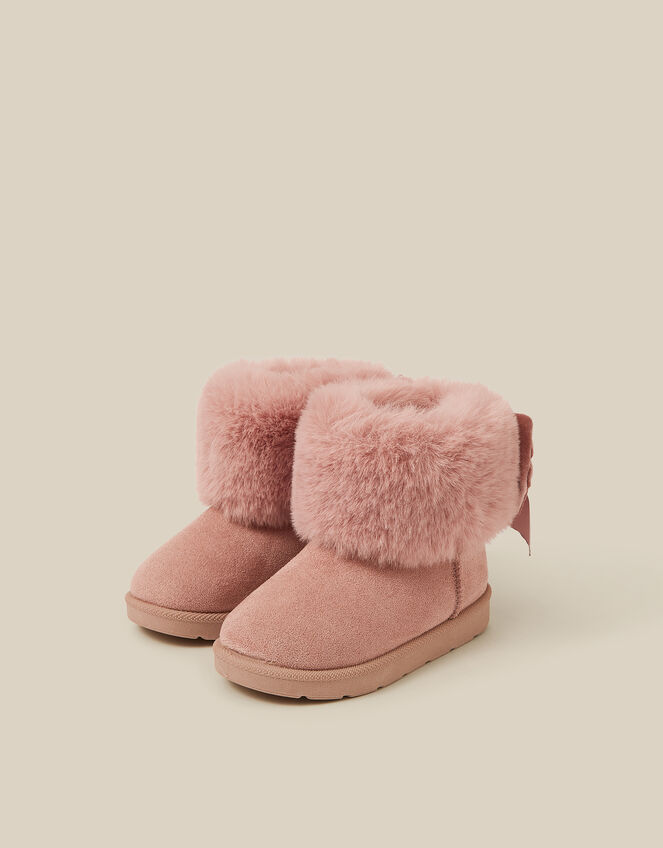 Toddler Fluffy Bow Ankle Boots, Pink (PINK), large