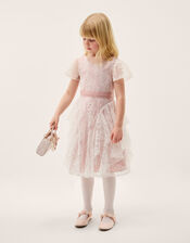 Joanie Cancan Ruffle Lace Dress, Pink (DUSKY PINK), large