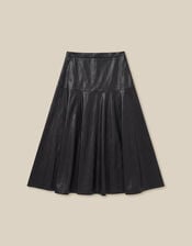 Dianne Faux Leather Midi Skirt, Black (BLACK), large